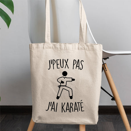 Tote bag J'peux pas j'ai karaté Blanc