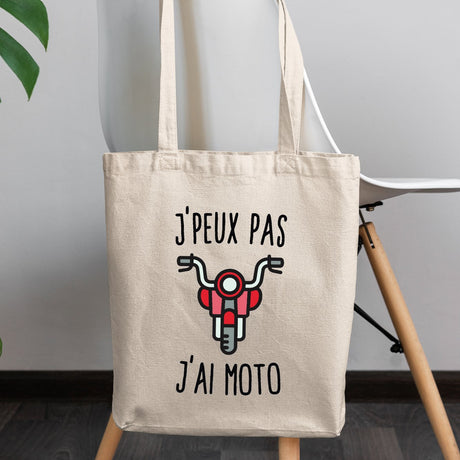 Tote bag J'peux pas j'ai moto Beige