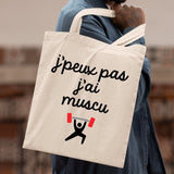 Tote bag J'peux pas j'ai muscu Beige