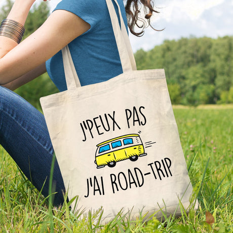 Tote bag J'peux pas j'ai road-trip Beige