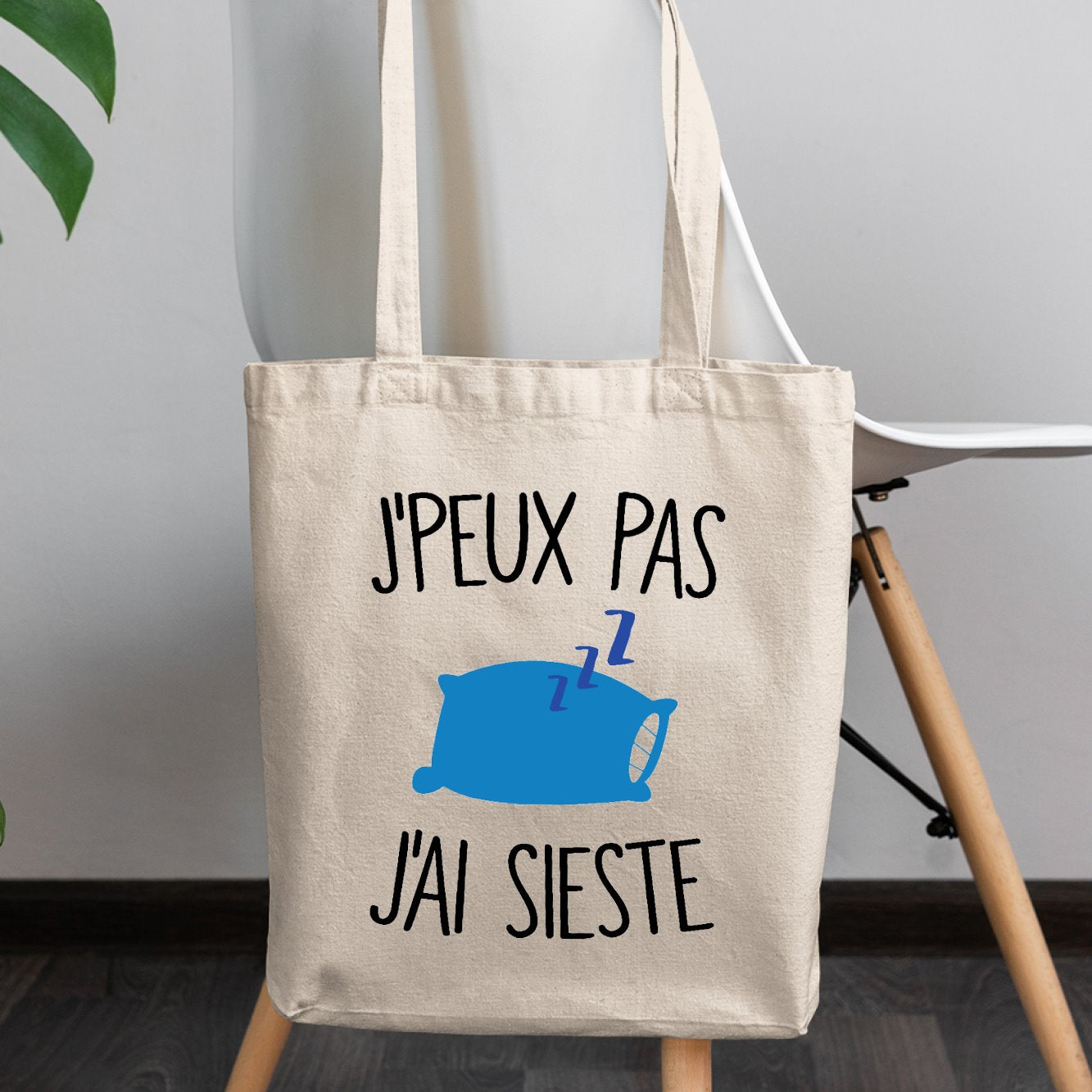 Tote bag J'peux pas j'ai sieste Beige