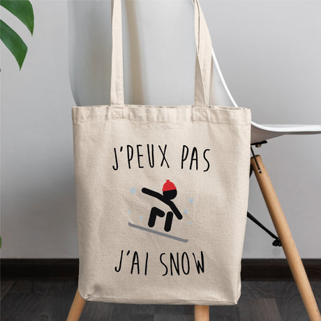 Tote bag J'peux pas j'ai snow Blanc