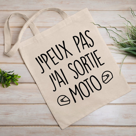 Tote bag J'peux pas j'ai sortie moto Blanc