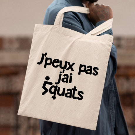 Tote bag J'peux pas j'ai squats Beige