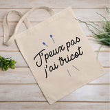 Tote bag J'peux pas j'ai tricot Blanc