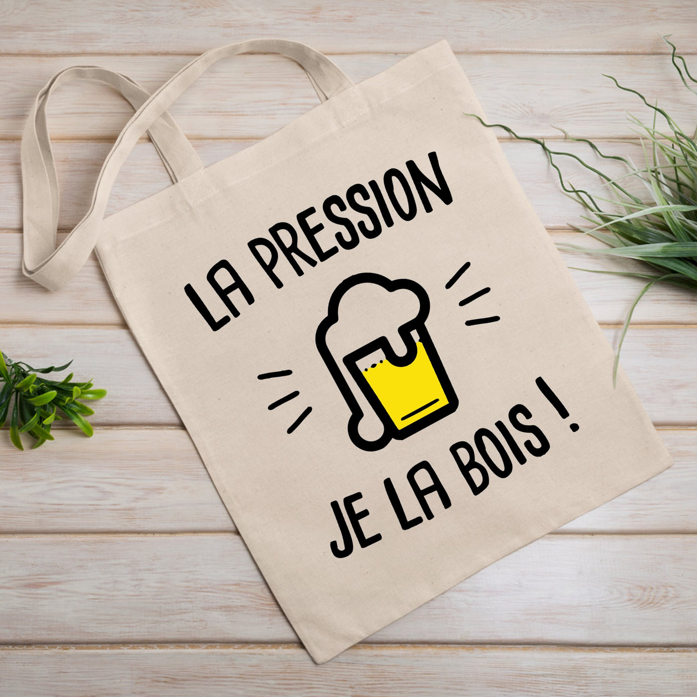 Tote bag La pression je la bois Blanc