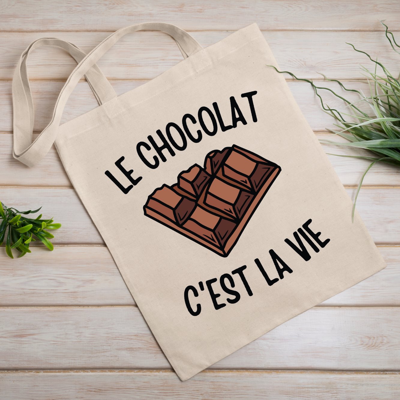 Tote bag Le chocolat c'est la vie Blanc