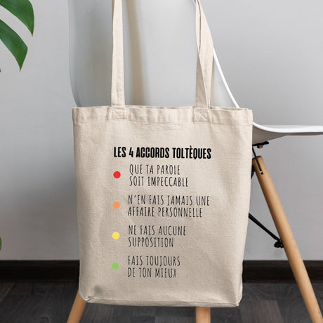 Tote bag Les 4 accords toltèques Blanc