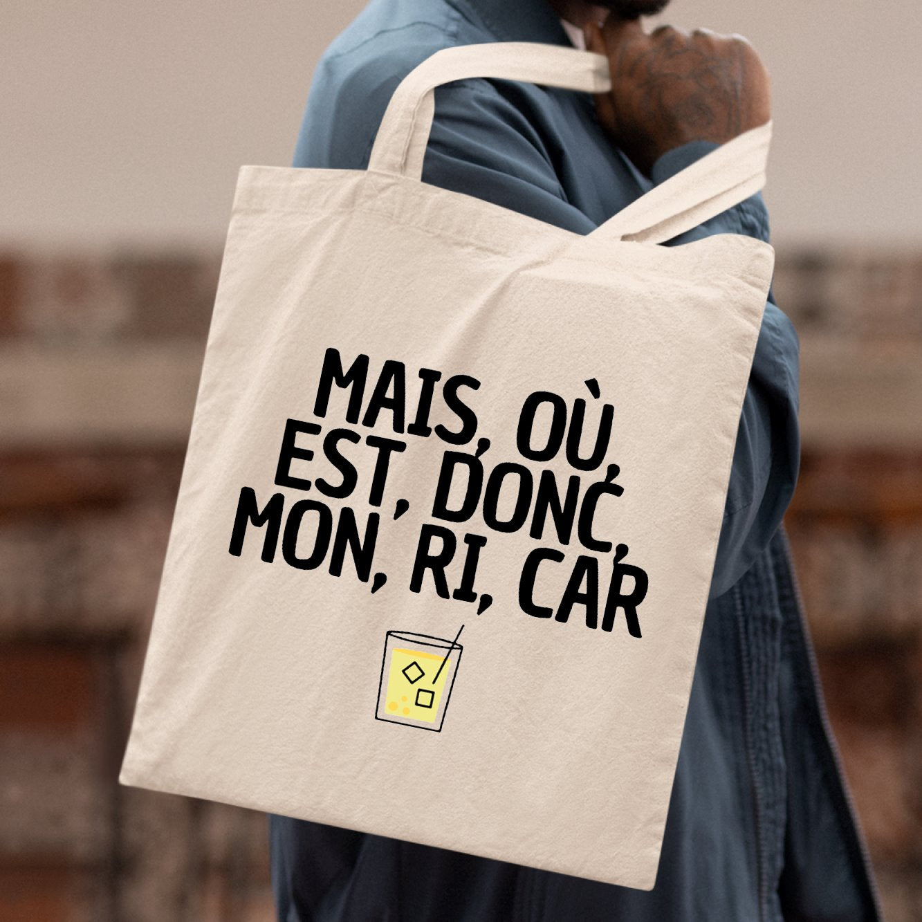 Tote bag Mais, où, est, donc, mon, ri, car Blanc