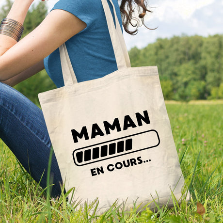 Tote bag Maman en cours Blanc