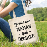 Tote bag Maman qui déchire Blanc