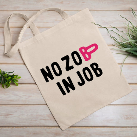 Tote bag No zob in job Blanc