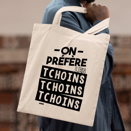 Tote bag On préfère les tchoins Blanc