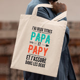 Tote bag Papa et papy Beige