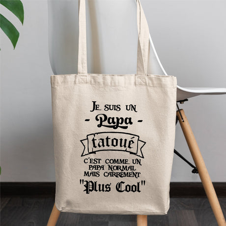 Tote bag Papa tatoué Blanc