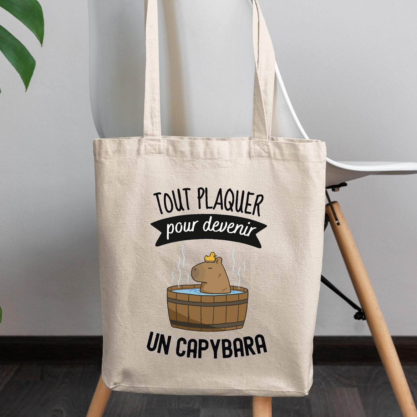 Tote bag Tout plaquer pour devenir un capybara Beige