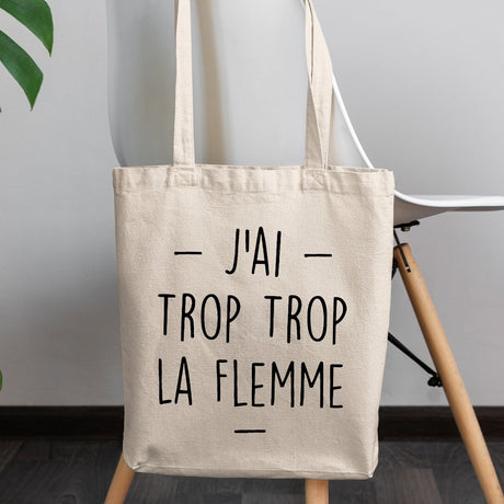 Tote bag Trop la flemme Beige