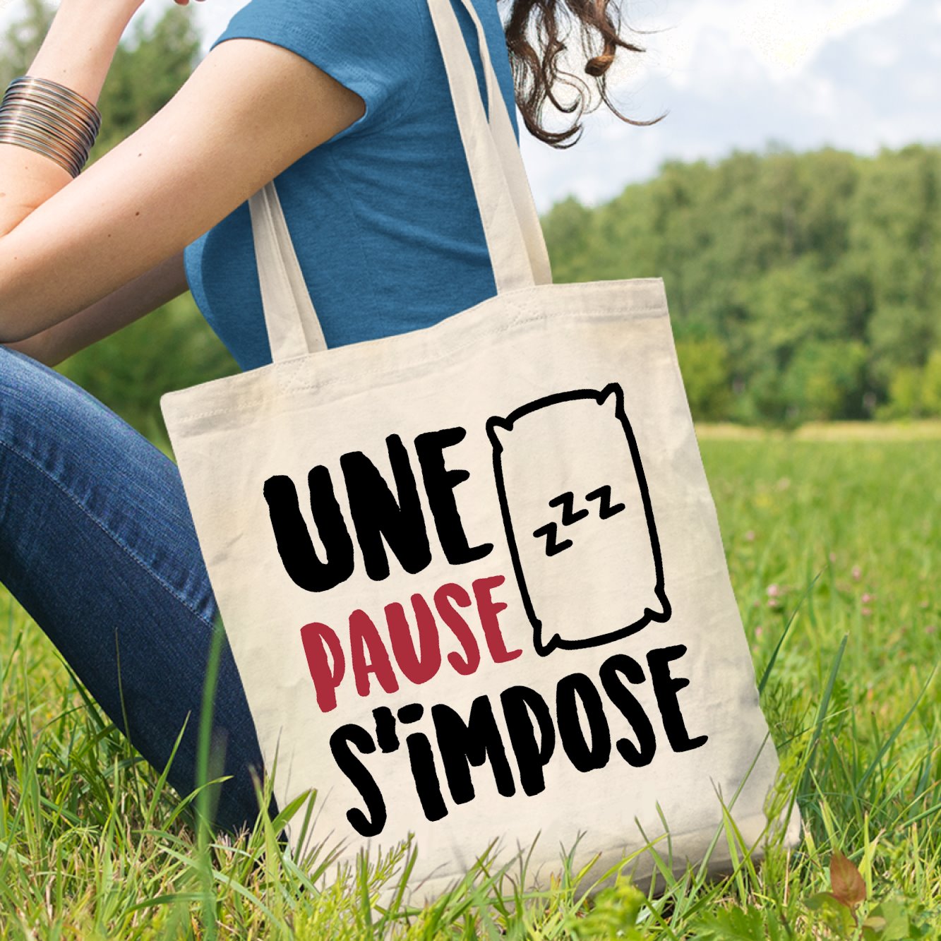 Tote bag Une pause s'impose Beige